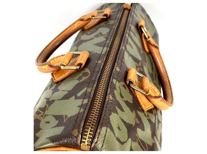 Louis Vuitton Monogram Graffiti Speedy 30 Tote Bag Braun Khaki - Ansicht 6