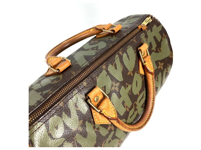 Louis Vuitton Monogram Graffiti Speedy 30 Tote Bag Braun Khaki - Ansicht 7