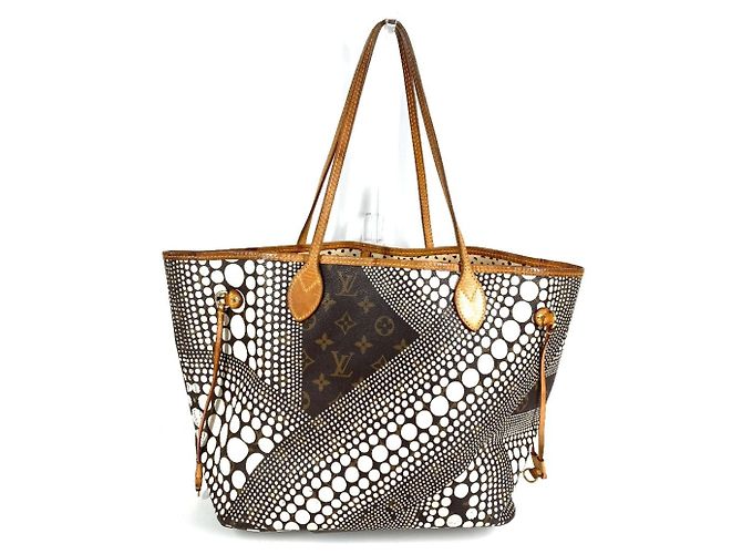 Louis Vuitton Monogram Pumpkin Dot Neverfull MM Tasche Braun Weiß - Ansicht 2