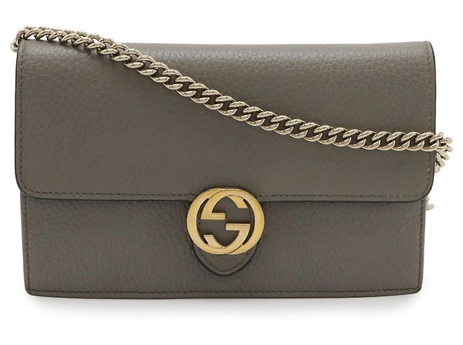 GUCCI Portafoglio a Spalla con Catena Interlocking G Marrone - vista 2