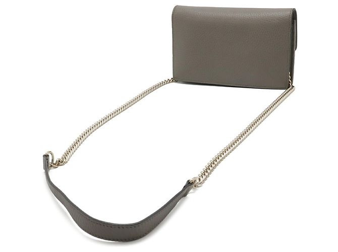GUCCI Portafoglio a Spalla con Catena Interlocking G Marrone - vista 3