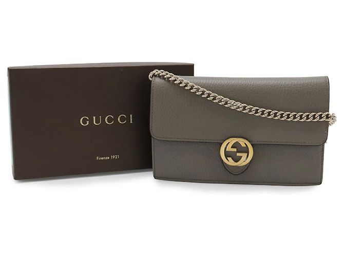 GUCCI Portafoglio a Spalla con Catena Interlocking G Marrone - vista 9