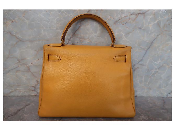 Hermès Kelly 32 Graine Couchevel Pelle Gialla 28 Giallo - vista 4