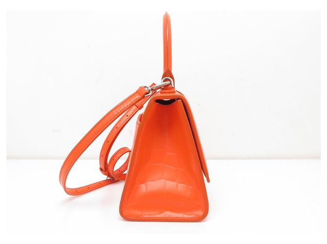 BORSA BALENCIAGA HOURGLASS TOP HANDLE PM 593546 IN PELLE STILE COCODRILLO - vista 3