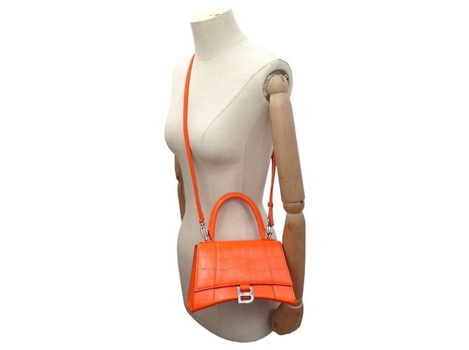 BORSA BALENCIAGA HOURGLASS TOP HANDLE PM 593546 IN PELLE STILE COCODRILLO - vista 7
