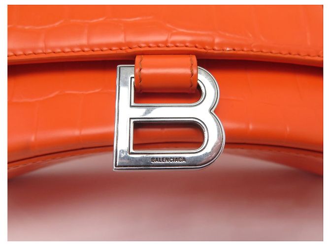 BORSA BALENCIAGA HOURGLASS TOP HANDLE PM 593546 IN PELLE STILE COCODRILLO - vista 8