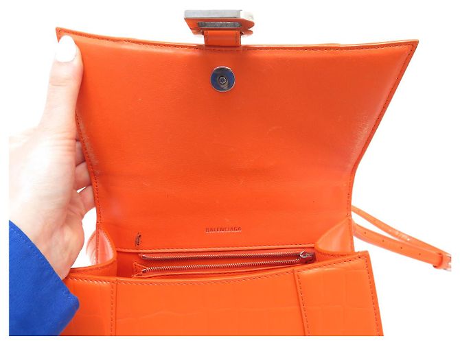 BORSA BALENCIAGA HOURGLASS TOP HANDLE PM 593546 IN PELLE STILE COCODRILLO - vista 9