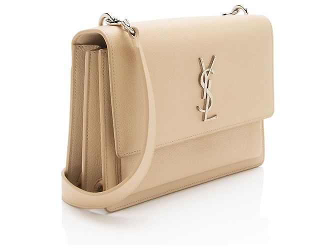 Borsa a Spalla Media Monogram Sunset in Pelle di Vitello Grana Saint Laurent Marrone Beige - vista 2