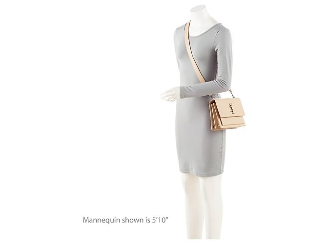Borsa a Spalla Media Monogram Sunset in Pelle di Vitello Grana Saint Laurent Marrone Beige - vista 5