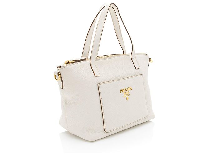 Mini tote Prada Vitello Diano con bolsillo Blanco - vista 2