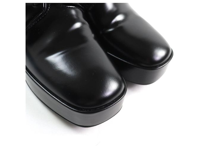 Scarpe da cerimonia in pelle con lacci e piattaforma con logo posteriore Prada Nero - vista 8