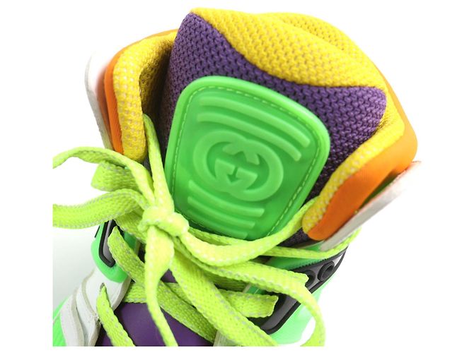 Sneakers in pelle e gomma a taglio alto Gucci Multicolore - vista 10