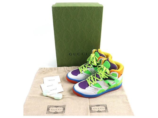 Sneakers in pelle e gomma a taglio alto Gucci Multicolore - vista 2