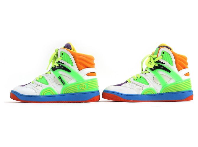 Sneakers in pelle e gomma a taglio alto Gucci Multicolore - vista 3