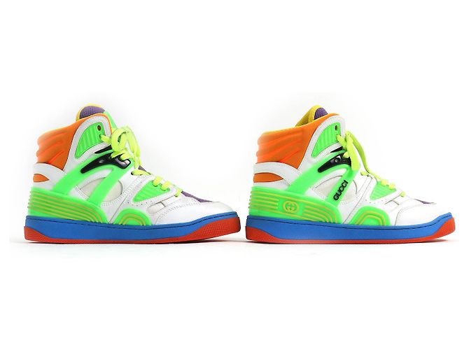Sneakers in pelle e gomma a taglio alto Gucci Multicolore - vista 4