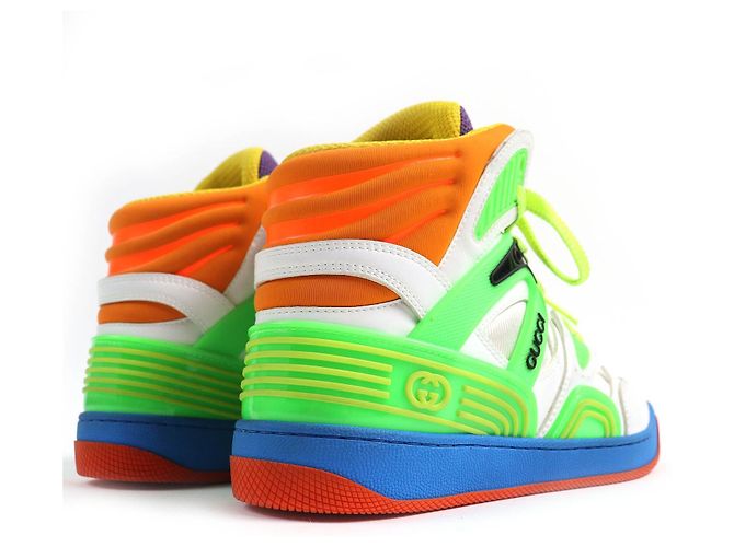 Sneakers in pelle e gomma a taglio alto Gucci Multicolore - vista 7