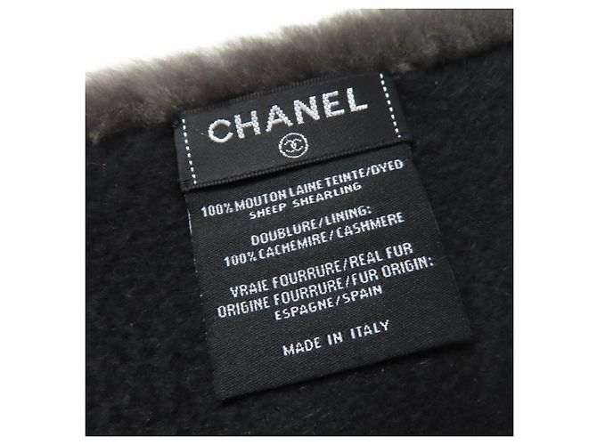 Timeless Chanel Xale de Cashmere Mouton com Design de Logo COCO Mark Cinza - vista 7