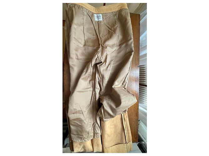 Pantalones Gianfranco Ferré de cuero beige efecto cocodrilo - vista 7