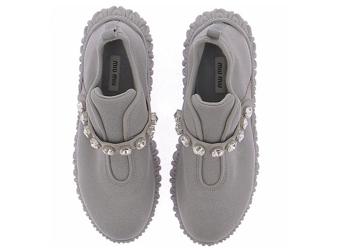 Miu Miu Sneakers grigi con ornamenti Grigio - vista 7
