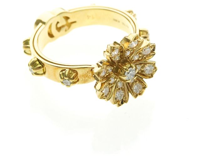 Anello in Oro Giallo 18K Gucci Flora con Diamanti D'oro - vista 2