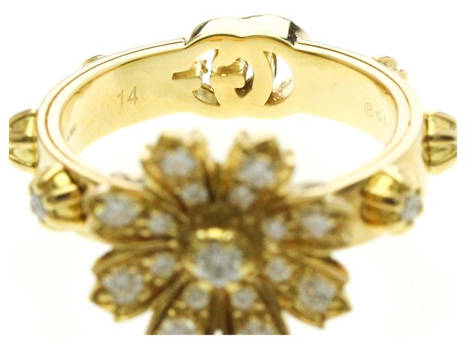 Anello in Oro Giallo 18K Gucci Flora con Diamanti D'oro - vista 6