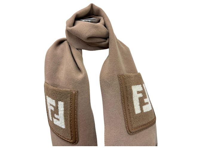 FENDI 2023AW FF Pattern Mouton Shearling Patch Stole Beige - view 6