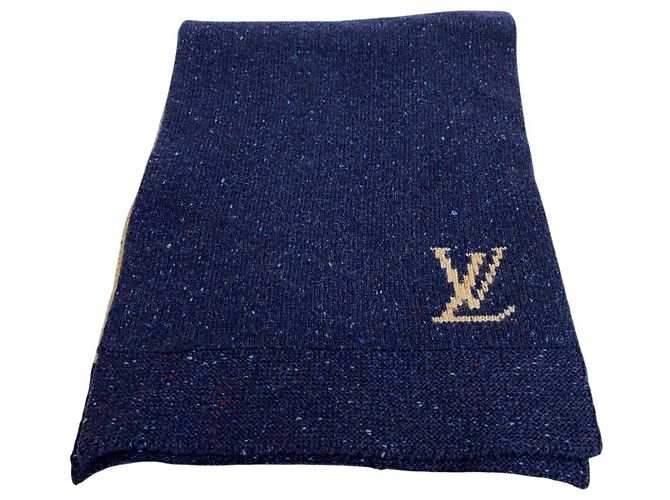 Stola in cashmere e lana Louis Vuitton Beige Blu navy - vista 2