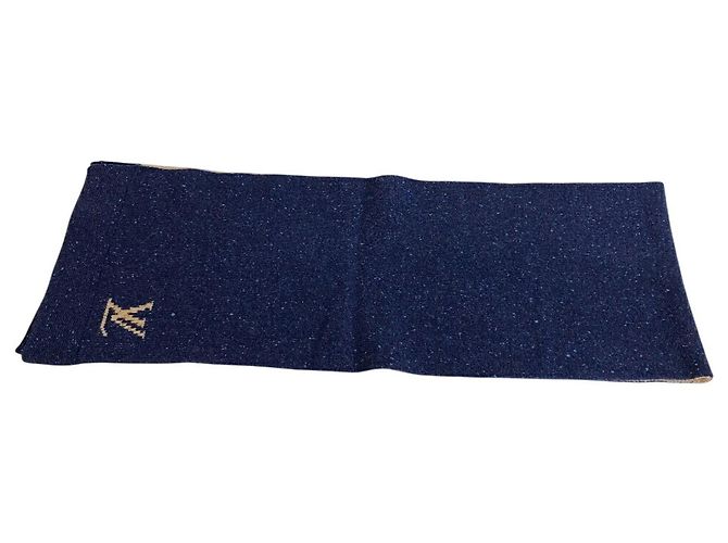 Stola in cashmere e lana Louis Vuitton Beige Blu navy - vista 4