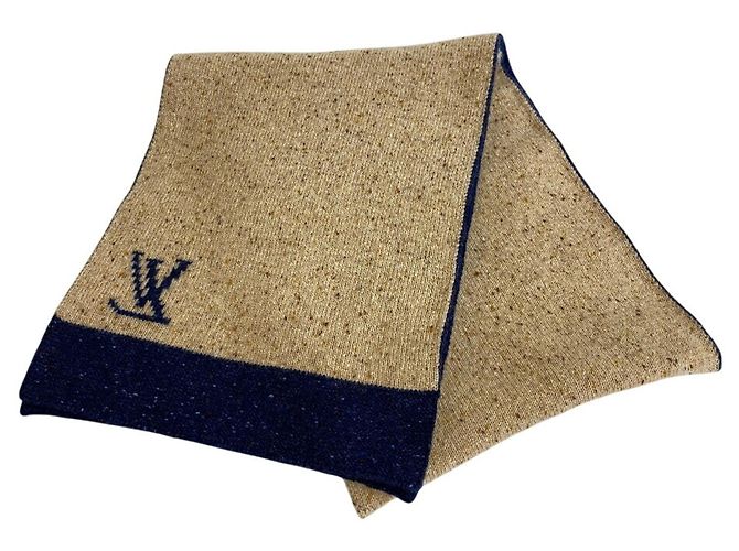 Stola in cashmere e lana Louis Vuitton Beige Blu navy - vista 7