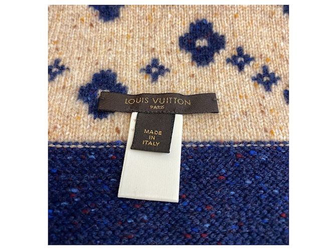 Stola in cashmere e lana Louis Vuitton Beige Blu navy - vista 8