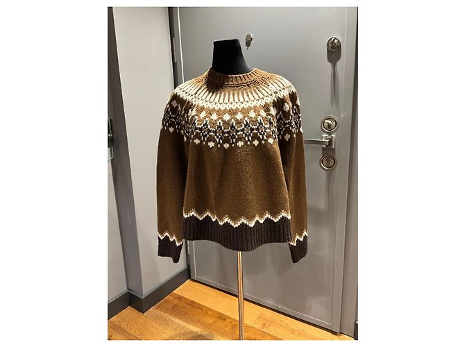 Autre Marque Suéter de punto Fair Isle Alainu Castaño Negro Blanco - vista 2