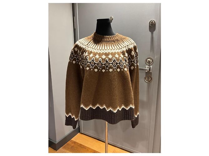 Autre Marque Suéter de punto Fair Isle Alainu Castaño Negro Blanco - vista 8