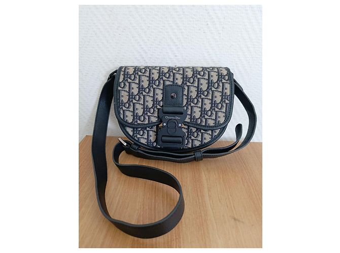 Borsa a mano Christian Dior in tela blu navy - vista 2