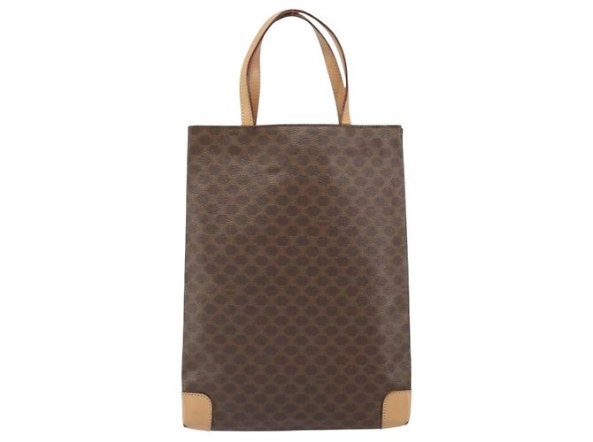 Céline Celine Vintage Macadam Canvas and Leather Marrone - vista 2