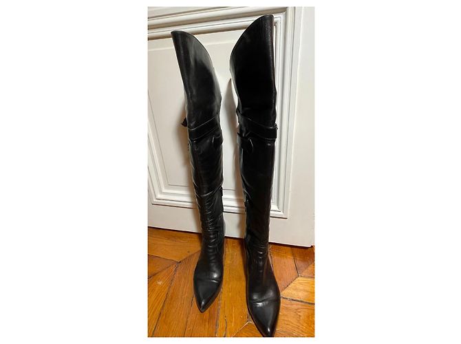 Autre Marque Black leather thigh high boots size 38 - view 3