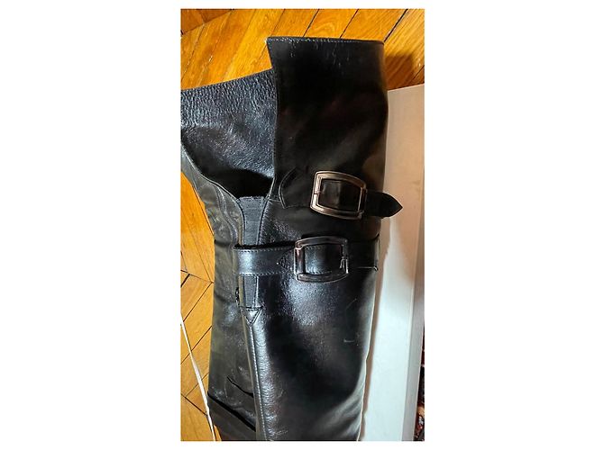 Autre Marque Black leather thigh high boots size 38 - view 4