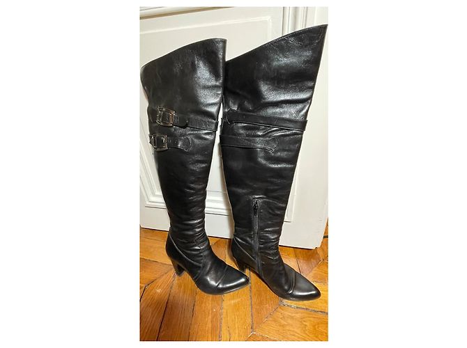 Autre Marque Black leather thigh high boots size 38 - view 6