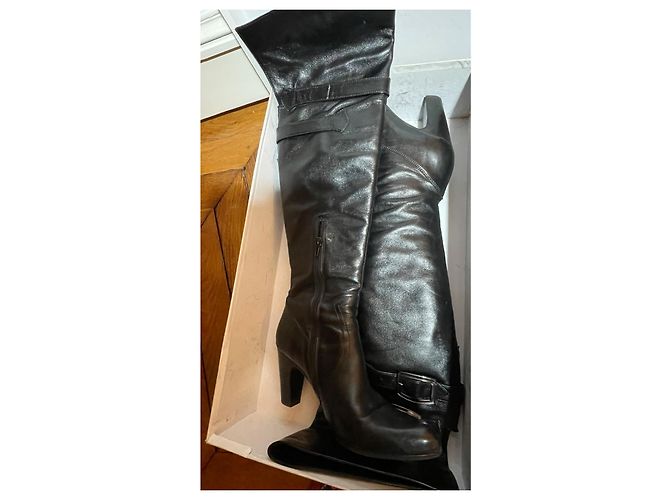 Autre Marque Black leather thigh high boots size 38 - view 9