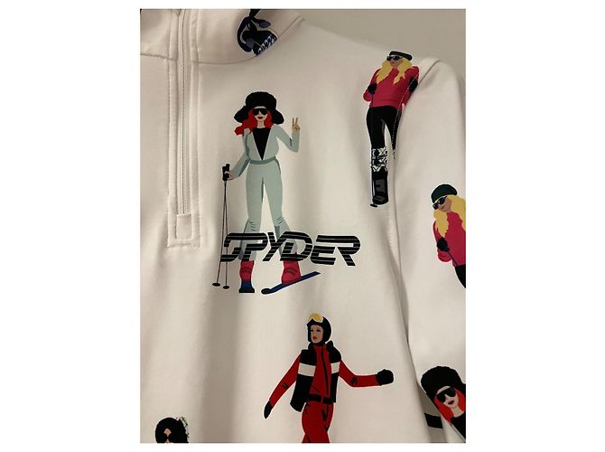 Autre Marque Spyder Skitop weiß mit Skifahrer Print Größe S - Ansicht 6