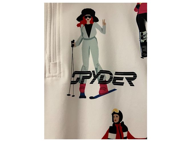 Autre Marque Spyder Skitop weiß mit Skifahrer Print Größe S - Ansicht 7