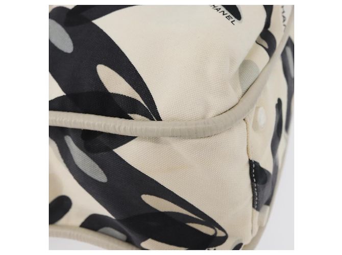 CHANEL Borsa Tote Canvas Bianca Argento CC Auth 170892 Bianco - vista 10