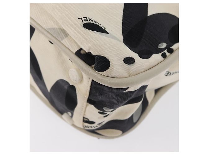 CHANEL Borsa Tote Canvas Bianca Argento CC Auth 170892 Bianco - vista 11