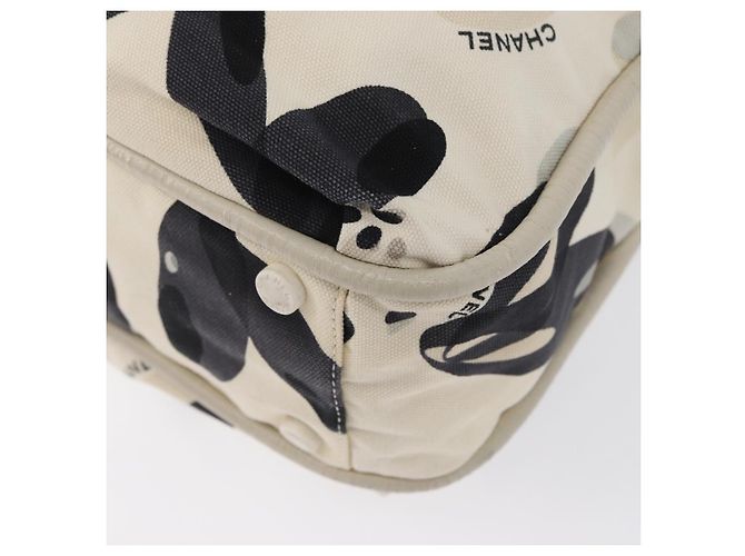 CHANEL Borsa Tote Canvas Bianca Argento CC Auth 170892 Bianco - vista 13