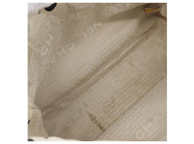 CHANEL Borsa Tote Canvas Bianca Argento CC Auth 170892 Bianco - vista 16