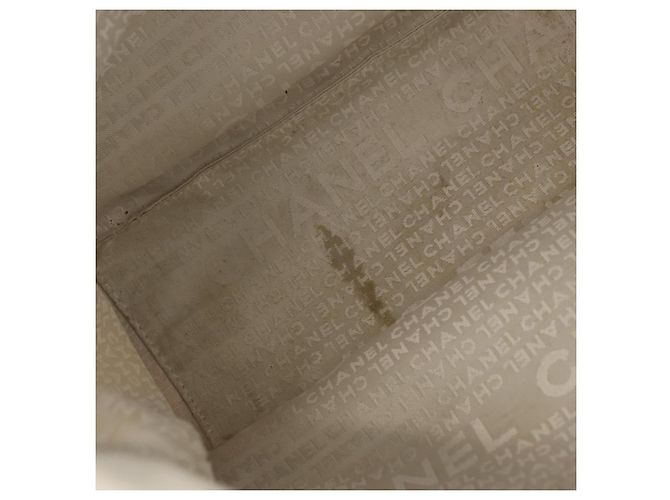 CHANEL Borsa Tote Canvas Bianca Argento CC Auth 170892 Bianco - vista 17