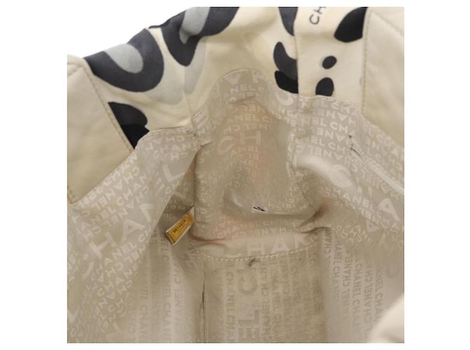 CHANEL Borsa Tote Canvas Bianca Argento CC Auth 170892 Bianco - vista 18