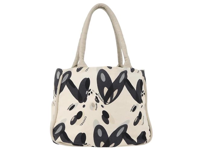 CHANEL Borsa Tote Canvas Bianca Argento CC Auth 170892 Bianco - vista 3
