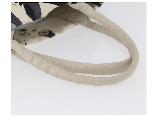 CHANEL Borsa Tote Canvas Bianca Argento CC Auth 170892 Bianco - vista 7