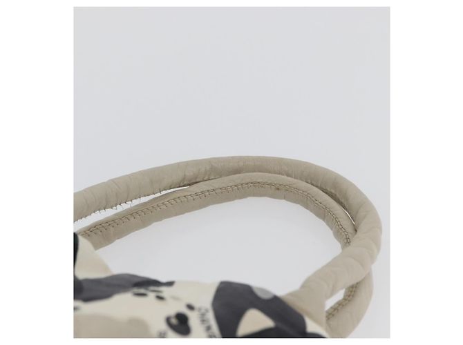 CHANEL Borsa Tote Canvas Bianca Argento CC Auth 170892 Bianco - vista 8