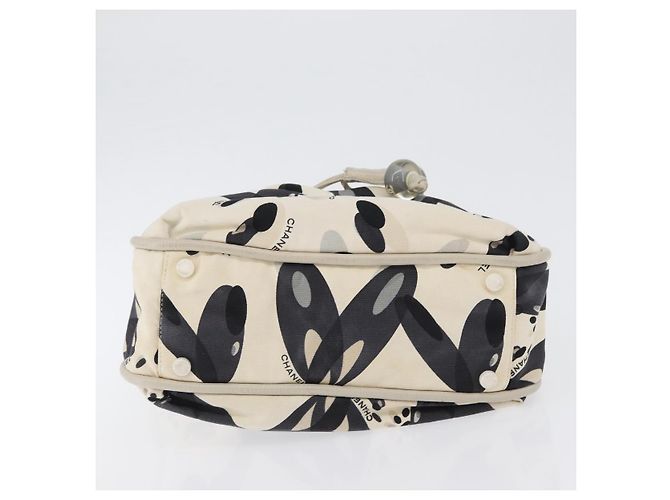 CHANEL Borsa Tote Canvas Bianca Argento CC Auth 170892 Bianco - vista 9